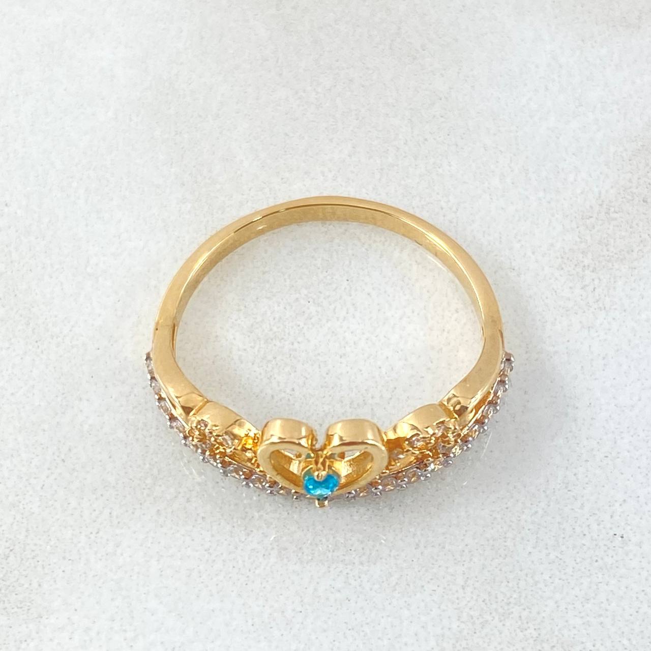 Anillo Corona Corazon Oleado 2.55gr / T6 3/4 / Dos Oros Amarillo Blanco 18K