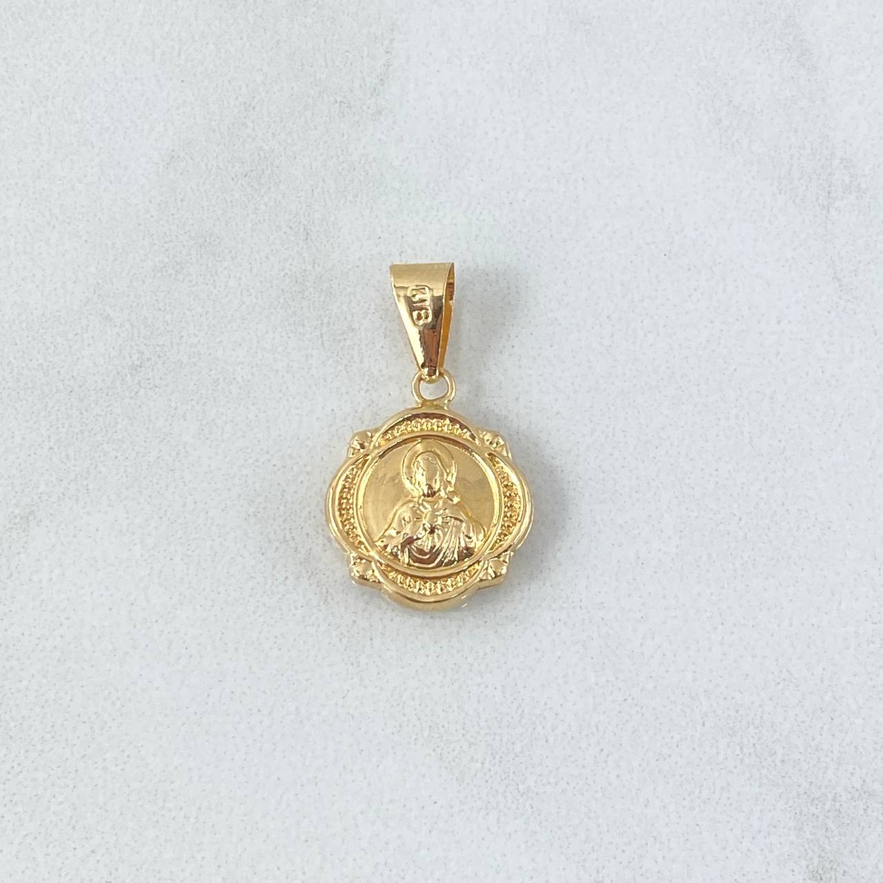 Dije Sagrado Corazón de Jesus 0.9gr / 2.2cm / Marco Floreado Oro Amarillo 18K
