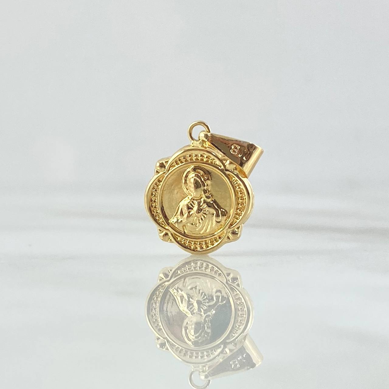 Dije Sagrado Corazón de Jesus 0.9gr / 2.2cm / Marco Floreado Oro Amarillo 18K