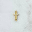 Herraje Cruz Basteada 0.5gr / 1.6cm / Circones Blancos Oro Amarillo 18K
