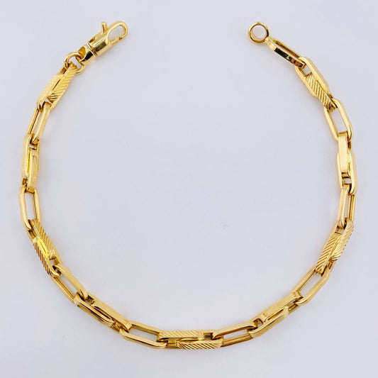 Pulso Cajón Rayado 5.6gr / 21.5cm / 4.9mm Oro Amarillo +4 18K ©