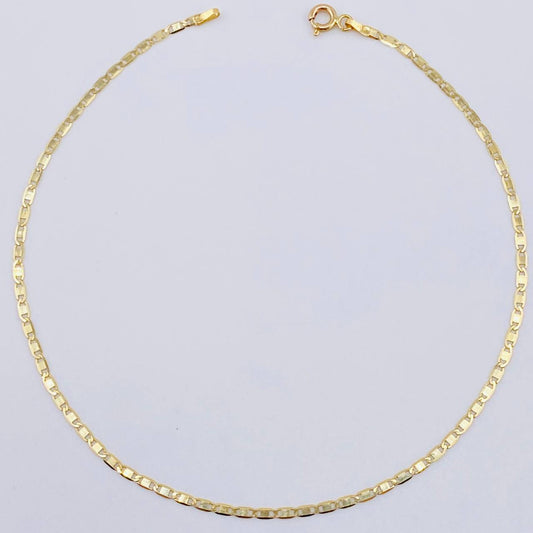 Tobillera Plana 1.5gr / 25cm / 1.7mm Oro Amarillo +3 18K ©