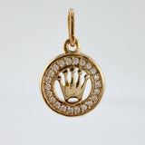 Dije Placa Corona Circular 1gr / 1.8cm / Oro Amarillo 18K ©