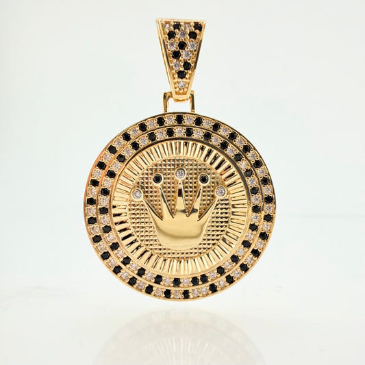 Dije Placa Corona Circular 7gr / 3.7cm / Oro Amarillo 18K ©