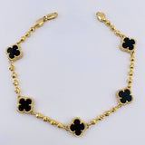 Pulso Militar Trebol Negro 10.4gr / 19.5cm / 10mm Oro Amarillo Nac.Esp. 18K ©