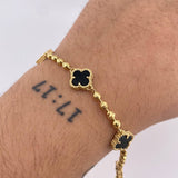 Pulso Militar Trebol Negro 10.4gr / 19.5cm / 10mm Oro Amarillo Nac.Esp. 18K ©