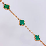 Pulso Aro Seguido Trebol Verde 9.2gr / 20.5cm / 12mm Oro Rosa Nac.Esp. 18K ©