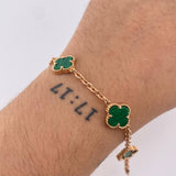 Pulso Aro Seguido Trebol Verde 9.2gr / 20.5cm / 12mm Oro Rosa Nac.Esp. 18K ©