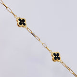 Pulso Cajon Trebol Negro 3.8gr / 18cm / 10mm Oro Amarillo 18K