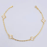 Pulso Aro Seguido Trebol Doble Faz 2.35gr / 19cm / 8.1mm Oro Amarillo 18K