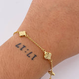 Pulso Aro Seguido Trebol Dorado 3.05gr / 19cm / 8.2mm Oro Amarillo 18K