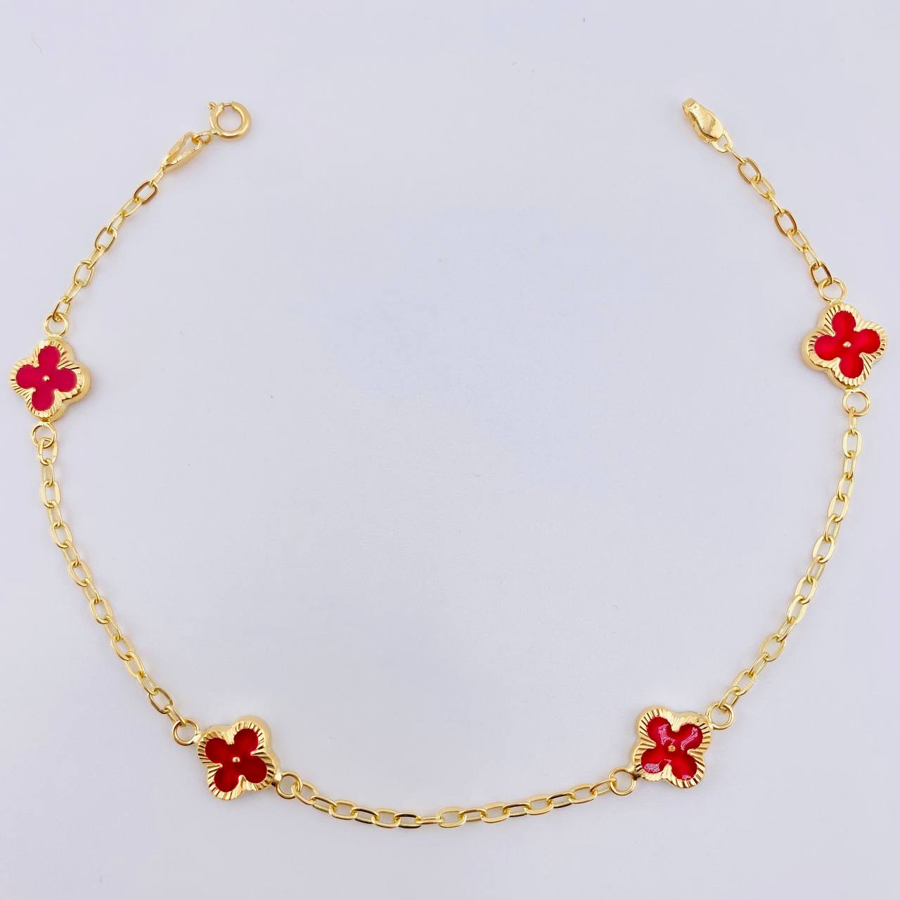 Pulso Aro Seguido Trebol Doble Faz 2.5gr / 19cm / 8mm Oro Amarillo 18K ©