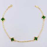 Pulso Aro Seguido Trebol Doble Faz 2.35gr / 19cm / 8.1mm Oro Amarillo 18K