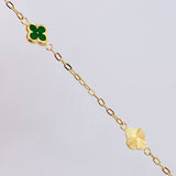 Pulso Aro Seguido Trebol Doble Faz 2.35gr / 19cm / 8.1mm Oro Amarillo 18K