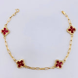 Pulso Cajon Trebol Rojo 3.7gr / 18cm / 10mm Oro Amarillo 18K