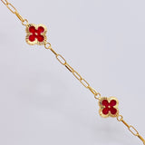 Pulso Cajon Trebol Rojo 3.7gr / 18cm / 10mm Oro Amarillo 18K