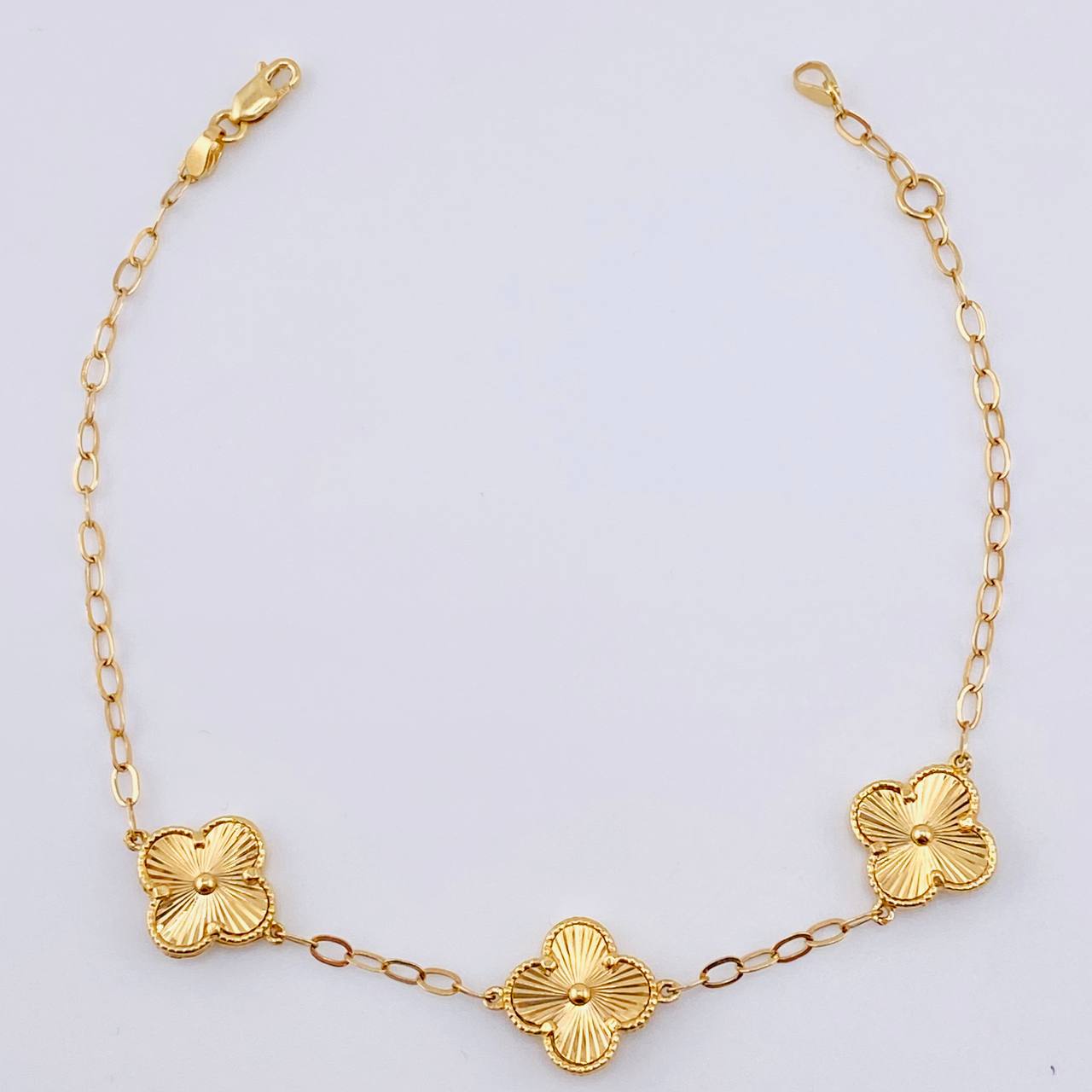 Pulso Aro Seguido Trebol Dorado 4.4gr / 18.5cm-20cm / 11mm Oro Amarillo Nac.Esp. 18K ©