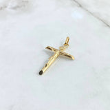 Dije Cruz Cristo Puntas Planas 1.2gr / 3.6cm / Troquelado Oro Amarillo 18K