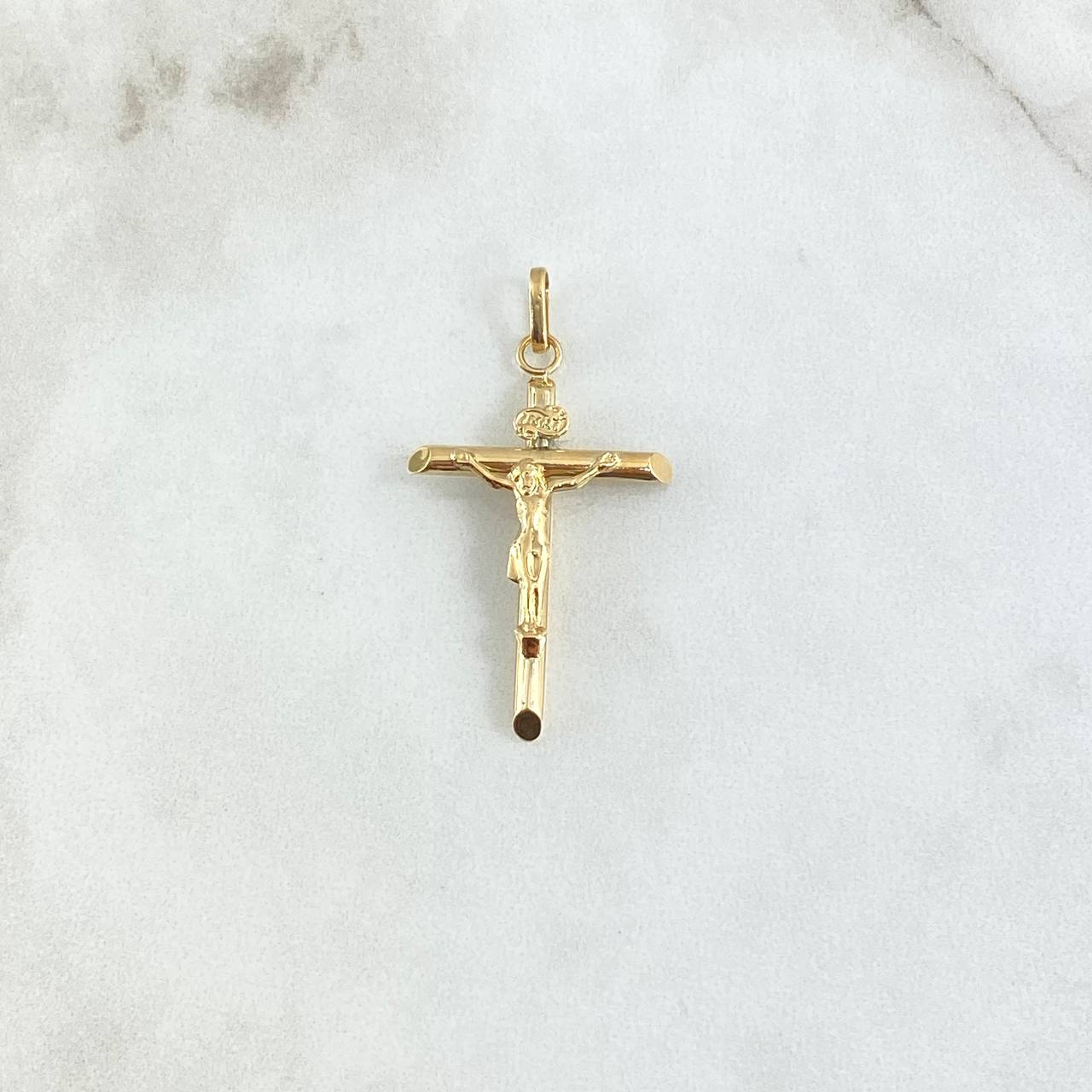 Dije Cruz Cristo Puntas Planas 1.7gr / 4.2cm / Troquelado Oro Amarillo 18K