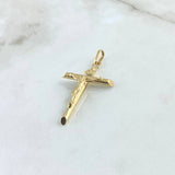 Dije Cruz Cristo Puntas Planas 1.7gr / 4.2cm / Troquelado Oro Amarillo 18K