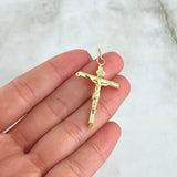 Dije Cruz Cristo Puntas Planas 1.7gr / 4.2cm / Troquelado Oro Amarillo 18K