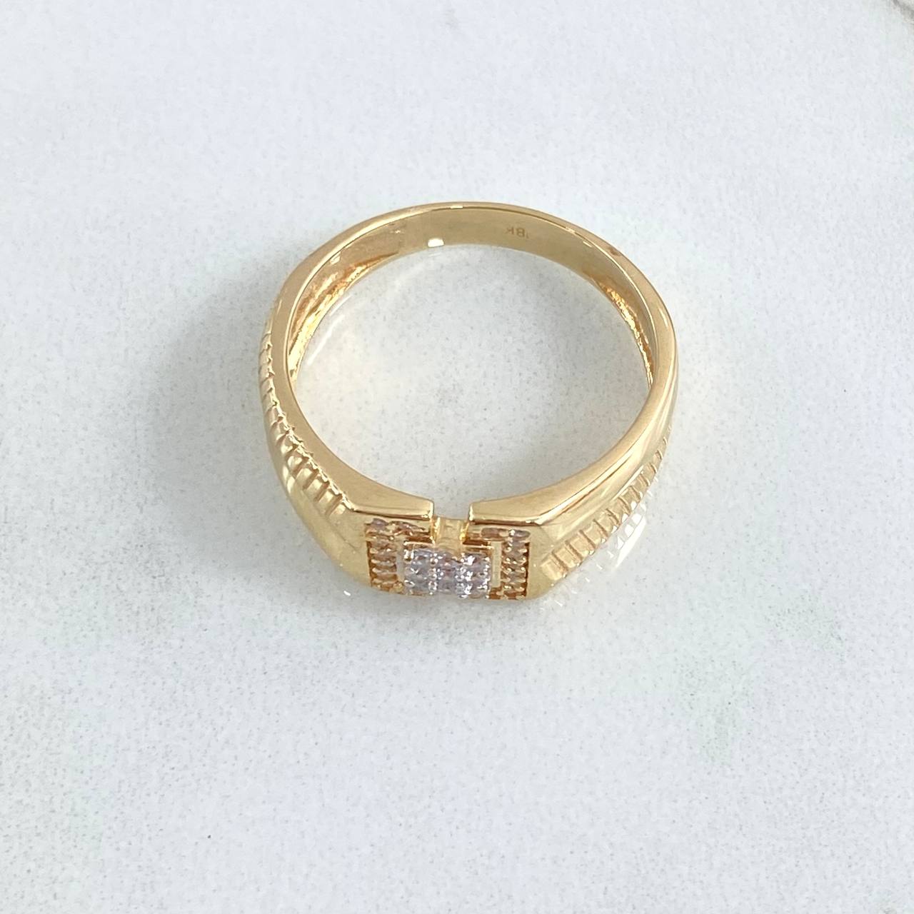 Anillo Cinturon Vertebrado 5.05gr / T9 1/4 / Circones Blancos Oro Amarillo 18K
