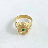 Anillo Tornillo Quimbaya 2.55gr / T8 1/2 / Circones Blancos - Verdes Oro Amarillo 18K ©