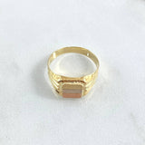 Anillo Sello Cuadrado 1.5gr / T6 1/4 / Rayas Laterales Tres Oros 18K