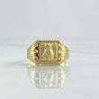 Anillo Sello Buho Mate 1.35gr / T6 / Rayas Laterales Oro Amarillo 18K ©