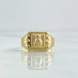 Anillo Sello Buho Mate 1.35gr / T6 / Rayas Laterales Oro Amarillo 18K ©