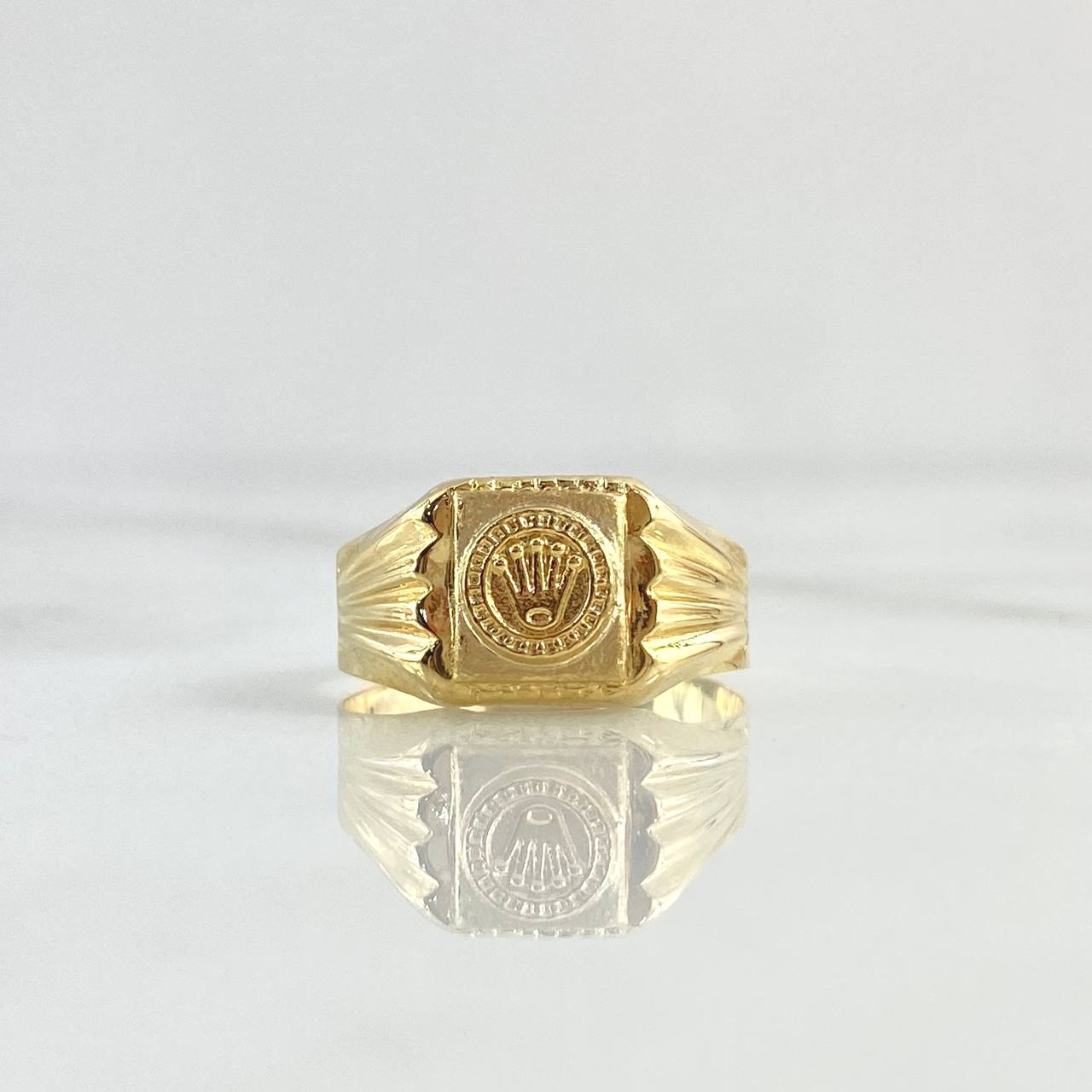 Anillo Sello Corona Mate 1.55gr / T5 1/2 / Rayas Laterales Oro Amarillo 18K ©