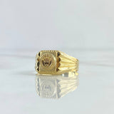 Anillo Sello Corona Mate 1.55gr / T5 1/2 / Rayas Laterales Oro Amarillo 18K ©