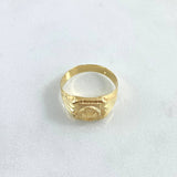 Anillo Sello Corona Mate 1.55gr / T5 1/2 / Rayas Laterales Oro Amarillo 18K ©