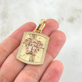 Dije Placa Medusa 8.4gr / 4.2cm / Dos Oros Amarillo Rosa 18K ©