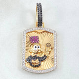 Dije Placa Bolsa Dinero 7.6gr / 4.2cm / Dos Oros Amarillo Blanco 18K ©