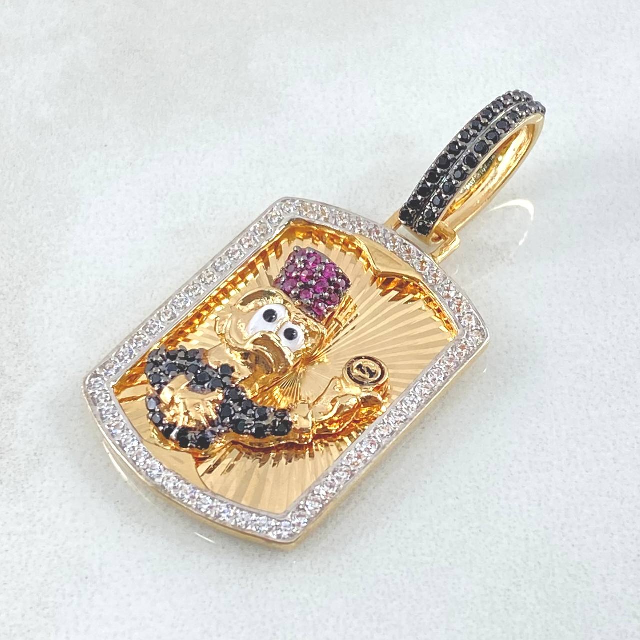 Dije Placa Bolsa Dinero 7.6gr / 4.2cm / Dos Oros Amarillo Blanco 18K ©