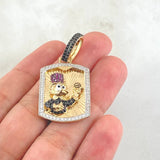 Dije Placa Bolsa Dinero 7.6gr / 4.2cm / Dos Oros Amarillo Blanco 18K ©