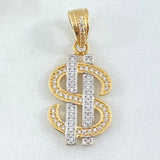 Dije Signo Peso 3.5gr / 3.1cm / Dos Oros Amarillo Blanco 18K ©