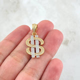 Dije Signo Peso 3.5gr / 3.1cm / Dos Oros Amarillo Blanco 18K ©