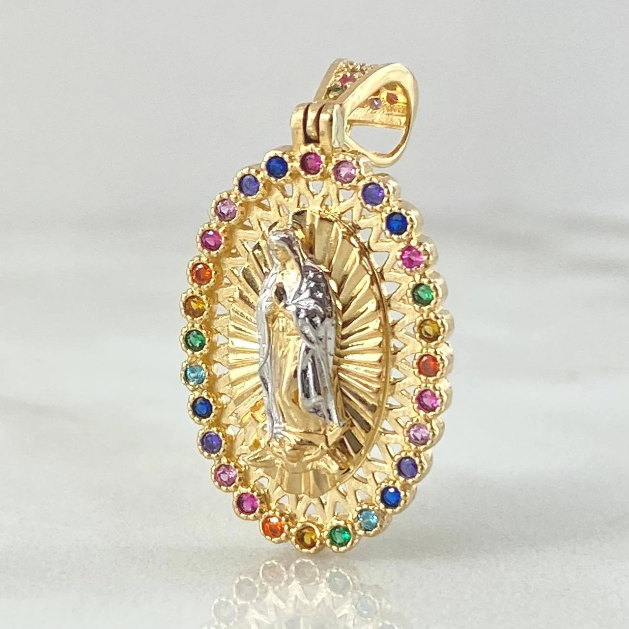 Dije Virgen De Guadalupe 4.35 g / 3.5 cm Dos Oros Amarillo Blanco 18K