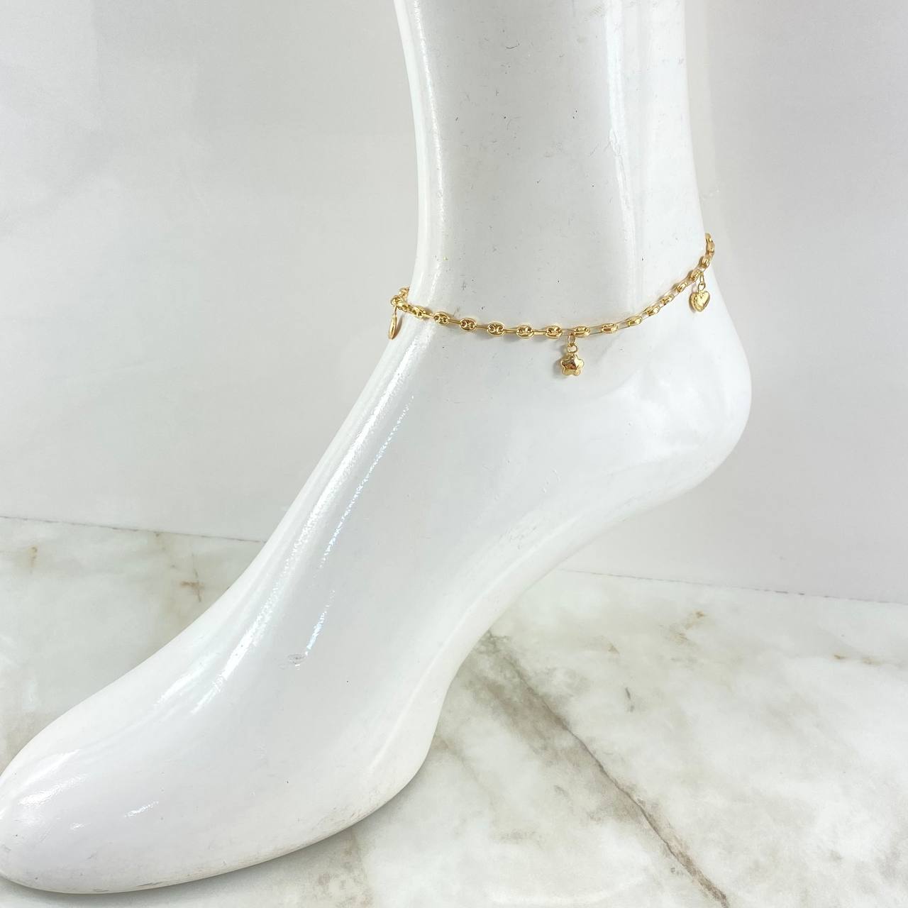 Tobillera GC Calabrote 4.1gr / 24cm / Planeta-Estrella-Luna-Corazon Oro Amarillo 18K ©