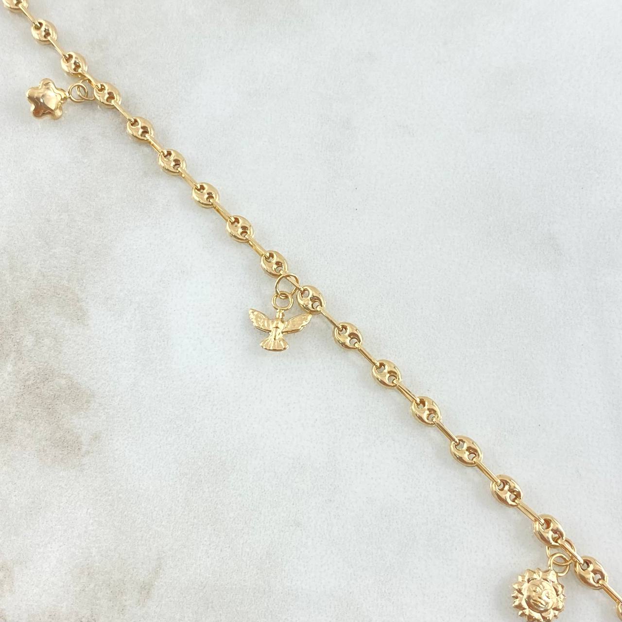 Tobillera GC Calabrote 4.2gr / 25cm / Sol-Avion-Corazon Oro Amarillo 18K