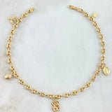 Tobillera GC Calabrote 4.9gr / 24cm / Oso TS-Avion-Mariquita-Virgen Milagrosa Oro Amarillo 18K