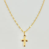 Set Cadena y Dije Flor Espejo + Cruz 1.25gr / 50cm / 1.3mm Oro Amarillo 18K (Oferta) *