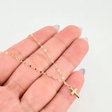 Set Cadena y Dije Flor Espejo + Cruz 1.25gr / 50cm / 1.3mm Oro Amarillo 18K (Oferta) *