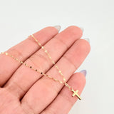 Set Cadena y Dije Flor Espejo + Cruz 1.15gr / 45cm / 1.3mm Oro Amarillo 18K (Oferta) *