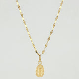 Set Cadena Flor De Espejo + Dije Dije Virgen De La Guadalupe / 1.25gr / 45.5 cm Oro Amarillo 18K
