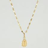 Set Cadena y Dije Flor Espejo + Virgen Guadalupe 1.25gr / 45cm / 1.3mm Oro Amarillo 18K (Oferta) *