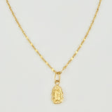 Set Cadena y Dije Flor Espejo + Virgen Guadalupe 1.25gr / 45cm / 1.3mm Oro Amarillo 18K (Oferta) *