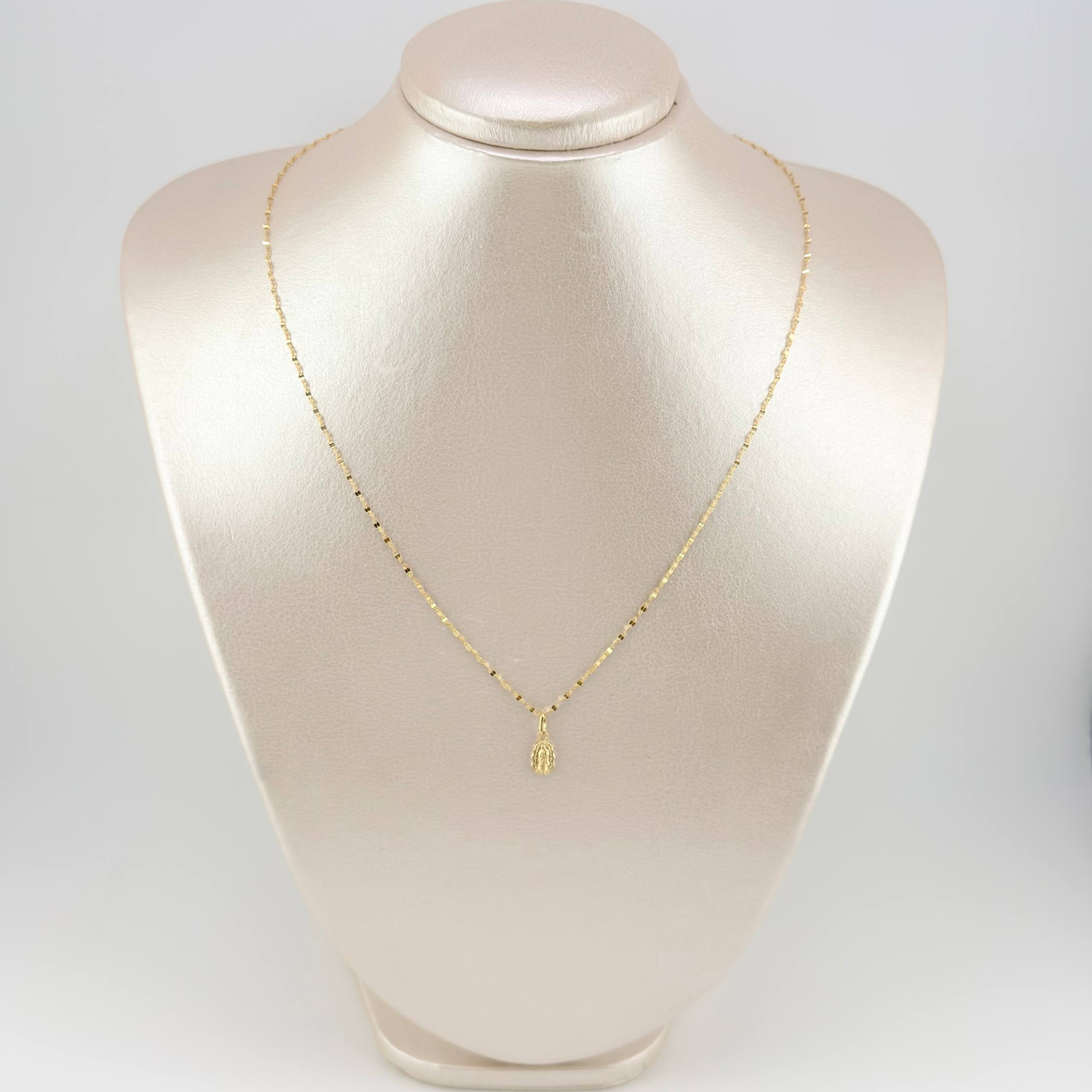 Set Cadena y Dije Flor Espejo + Virgen Guadalupe 1.25gr / 45cm / 1.3mm Oro Amarillo 18K (Oferta) *